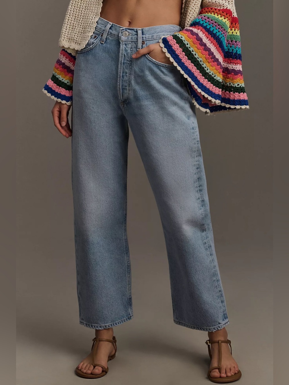 NWT Agolde 90’s Crop Mid Rise Loose straight Jeans - Picture 2 of 9